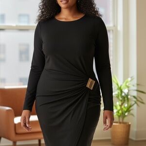 Michael Kors Black Long Sleeve Dress with Gold Accent